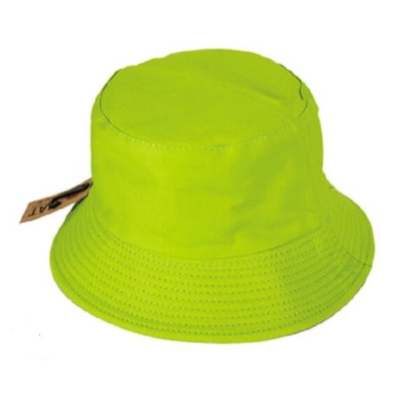 New Lime Green Bucket Hat Adult One Size Summer Reversible Fluorescent Bright - Picture 1 of 2